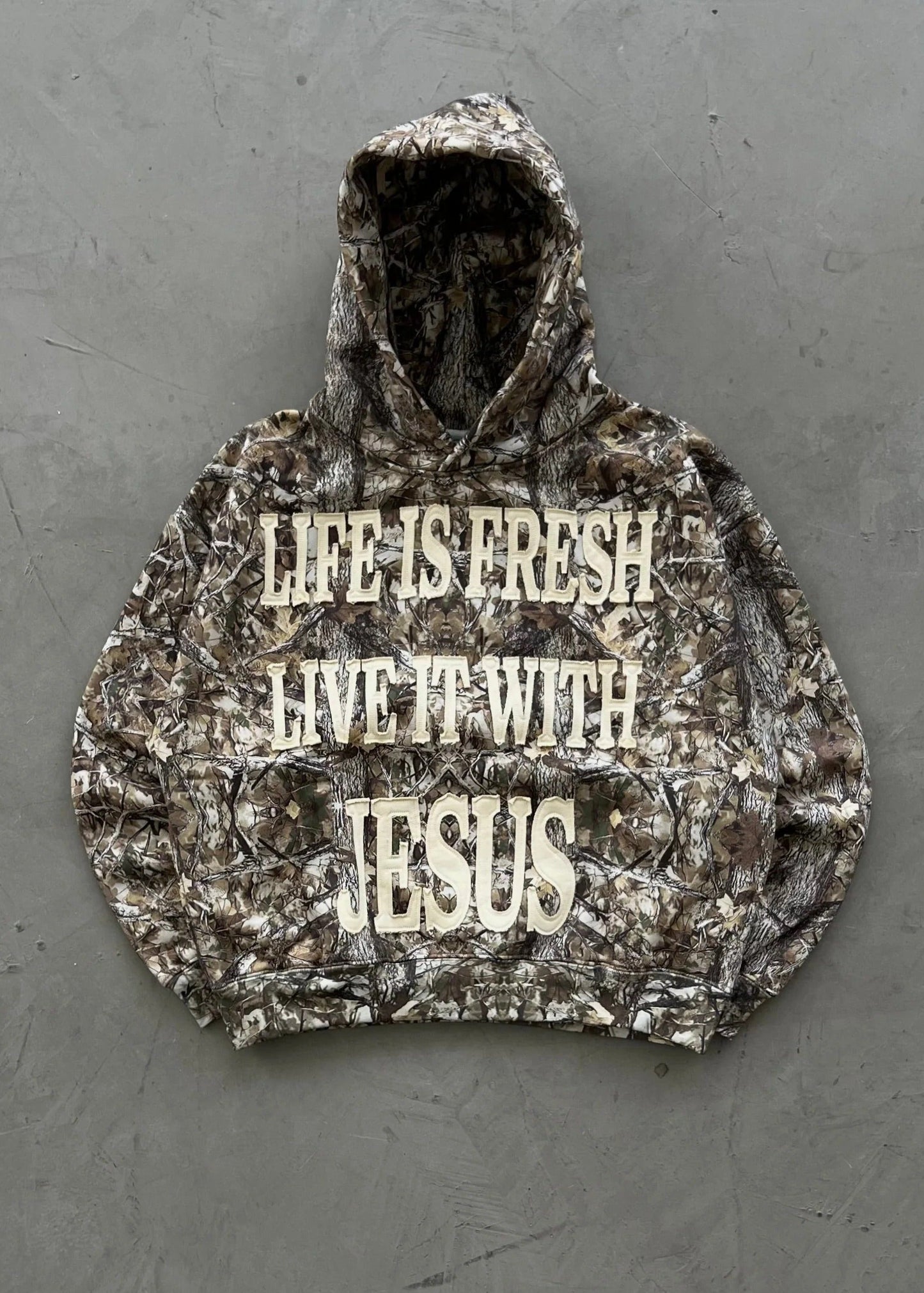 Life Is Fresh Live It With Jesus Camo Hoodie