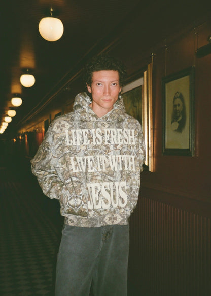 Life Is Fresh Live It With Jesus Camo Hoodie